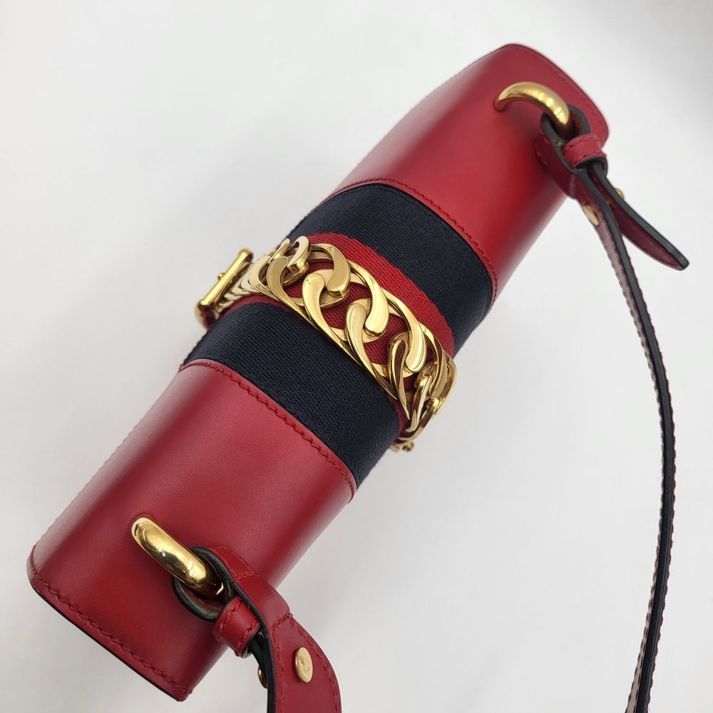 GUCCI Red Calfskin Leather Small Sylvie Shoulder Bag..Authentic.. - Picture 16 of 16